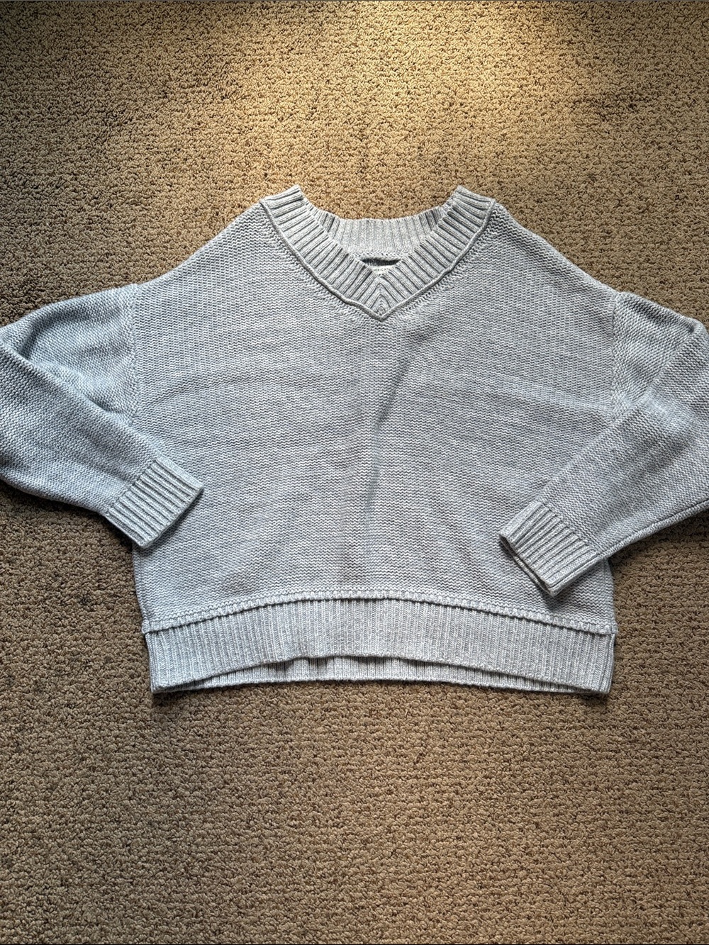 AE Light Gray V-Neck Women's Sweater